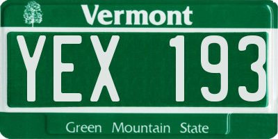 VT license plate YEX193