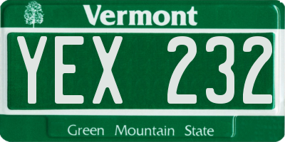 VT license plate YEX232