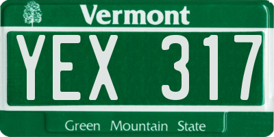 VT license plate YEX317