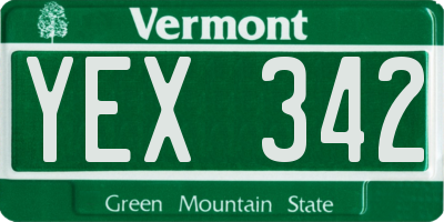 VT license plate YEX342