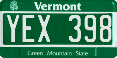 VT license plate YEX398