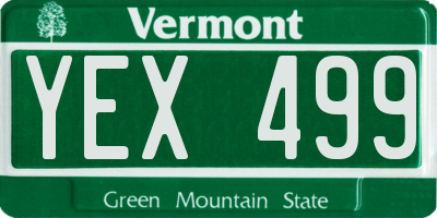 VT license plate YEX499