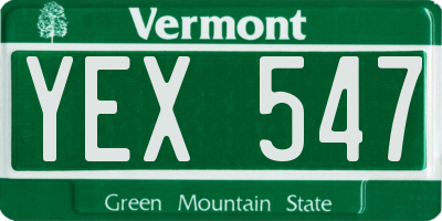 VT license plate YEX547
