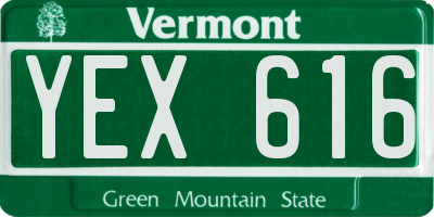 VT license plate YEX616