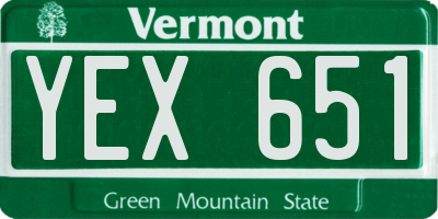VT license plate YEX651