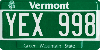 VT license plate YEX998
