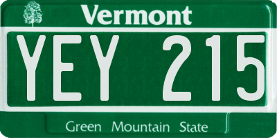 VT license plate YEY215