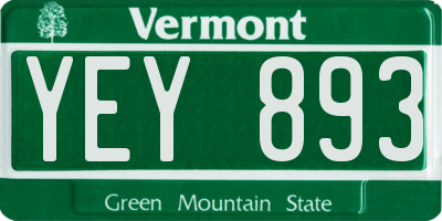 VT license plate YEY893