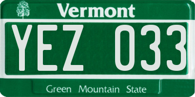 VT license plate YEZ033