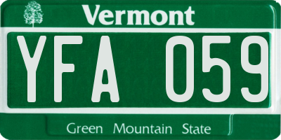 VT license plate YFA059