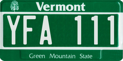 VT license plate YFA111