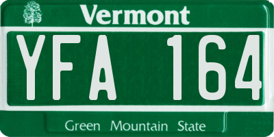 VT license plate YFA164