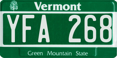 VT license plate YFA268