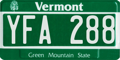 VT license plate YFA288
