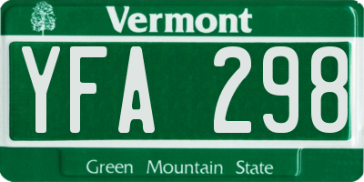 VT license plate YFA298