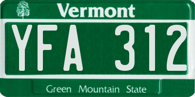 VT license plate YFA312
