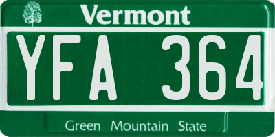 VT license plate YFA364