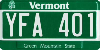 VT license plate YFA401