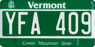 VT license plate YFA409