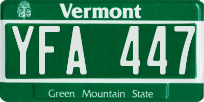 VT license plate YFA447