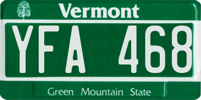 VT license plate YFA468