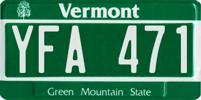 VT license plate YFA471