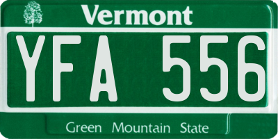 VT license plate YFA556