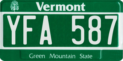 VT license plate YFA587