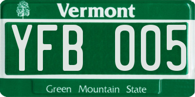 VT license plate YFB005