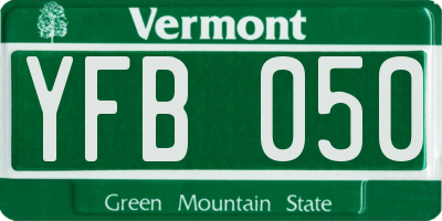 VT license plate YFB050