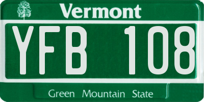 VT license plate YFB108
