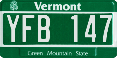VT license plate YFB147