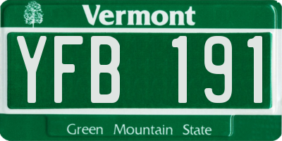 VT license plate YFB191