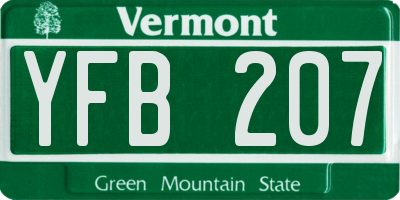 VT license plate YFB207