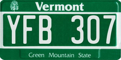 VT license plate YFB307