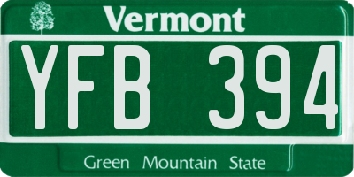 VT license plate YFB394