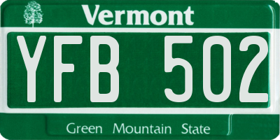 VT license plate YFB502