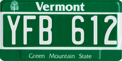VT license plate YFB612