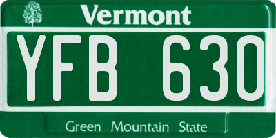 VT license plate YFB630