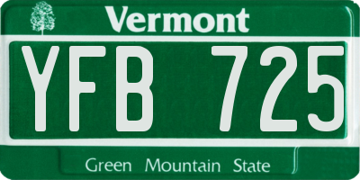 VT license plate YFB725