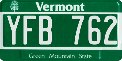 VT license plate YFB762
