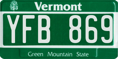 VT license plate YFB869