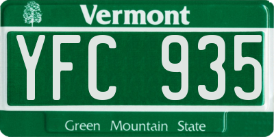 VT license plate YFC935