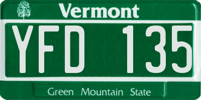 VT license plate YFD135