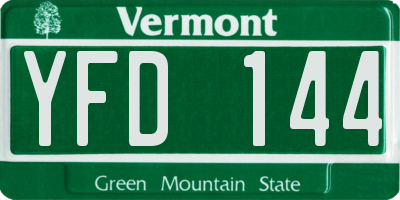 VT license plate YFD144