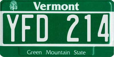 VT license plate YFD214