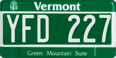VT license plate YFD227