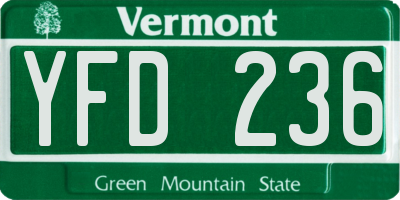 VT license plate YFD236