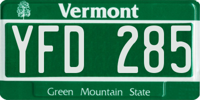 VT license plate YFD285