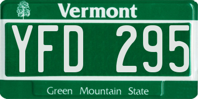 VT license plate YFD295